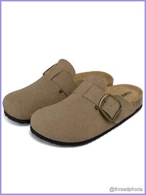 Suede Mules & Clogs Memory Foam Arch Support Cork Footbed Potato Shoes